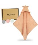 Moyo Hooded Towel with Ears - Powder | 75x75cm Toddler & Baby Bathing Poncho | 100% Frote Cotton Hooded Baby Towel | Washable Infant Bath Towel - Buy Online on GoSupps.com