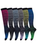 6 Pairs Compression Socks for Men & Women 20-30 mmHg - Non-Slip Long Tube Ideal for Running, Nursing, Hiking, Travel - Boost Stamina & Circulation - L-XL Stripe - Buy Online on GoSupps.com