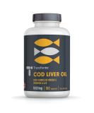 Transforme Cod Liver Oil Capsules 1000mg High Strength - 180 Omega 3 Softgels with EPA, DHA, Vitamins A & D3 | 6 Month Supply, Gluten Free - Buy Online on GoSupps.com