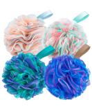 4 Pack XL Soft Nylon Loofah Bath Sponge for Exfoliating Shower Scrubber - Men and Women Beauty Bathing Accessory Set - Buy Online on GoSupps.com