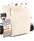 Heimatpfoten Imitation Leather Dog Food Bag - Stylish One-Handed Magnetic Closure Treat Bag for Walks - S Cream - Buy Online on GoSupps.com