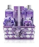 Bath and Body Gift Basket For Women and Men, Honey Lavender Home Spa Set with Essential Oil Diffuser, Soap Flowers, Bath Salts, Bubble Bath and More - 13 Piece Set, Presents for Mom - Buy Online on GoSupps.com