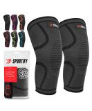 SPORTIFY your Knees: 2 Pack Premium Compression Sleeves - Knee Braces for Gym & Sports Pain Relief and Support MEDIUM BLACK - Buy Online on GoSupps.com