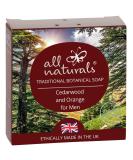 Men's All Naturals Cedarwood Soap Bar | 100% Organic with Coconut Oil & Cocoa Butter | Hand, Face, Body | Aromatherapy Essential Oils | 100g - Buy Online on GoSupps.com
