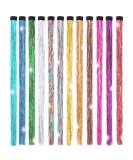 19.7 Inch Clip In Hair Tinsel Fairy Hair Tinsel Kit Clips Clip On Glitter Hair Tinsel Extensions 12 Colors Colorful - Buy Online on GoSupps.com