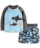 Simple Joys by Carter's Baby Boys' Swimsuit Trunk and Rashguard Set Rash Guard 4 Years Black/Sky Blue Whales - Buy Online on GoSupps.com