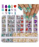 EBANKU 3D Nail Rhinestones Crystals Gems Diamonds Pearl Gold Metal Charms - Nail Art Decoration Kit - Buy Online on GoSupps.com