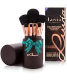 Luvia Golden Queen Makeup Brush Set - 15 Professional Kabuki Brushes with Holder & Travel Bag - Vegan Cosmetics in Brown/Rose Gold - Limited Edition - Buy Online on GoSupps.com