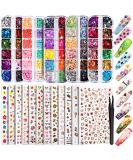 12 Sheets Nail Art Sticker 3D Self-Adhesive, Teenitor Nail Art Decoration with 5 Boxes Holographic Nail Art Glitter Flakes Butterfly Heart Star Maple Leaf Nail Sequins and Nail Art Flower Slices - Buy Online on GoSupps.com