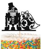 MYAMPED R2D2 BB8 Cake Topper - Glitter Black R2D2 BB8 Robot Wedding Cake Topper Decorations Suitable for Halloween Wedding Engagement or Wedding Anniversary - Buy Online on GoSupps.com