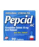 Pepcid AC Original Strength 10mg Famotidine - 90 ct - Heartburn Prevention & Relief - Buy Online on GoSupps.com