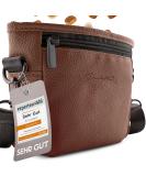 Heimatpfoten Leather Imitation Dog Feeding Bag - Dark Brown One-Hand Magnetic Closure for Treats - Buy Online on GoSupps.com