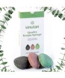 Sinutan Konjac sponge |100% natural (3-series set) bamboo activated carbon/green tea/pure red |Cleaning sponge for the faceDetox face sponge |Ecological gift idea (Konjac Mix) - Buy Online on GoSupps.com