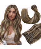 Buy Hetto Clip In Hair Extensions - Real Remy Hair Brown #4/27 Highlights 120g 45cm - Smooth & Easy to Use - Buy Online on GoSupps.com