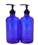 Vivaplex 16 oz Cobalt Blue Glass Bottles with Black Lotion Pumps Large Empty Spray Bottles for eCommerce Shipping Worldwide - Buy Online on GoSupps.com
