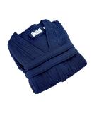 Sustainable Life: Turkish 100% Cotton Muslin Bathrobe | Soft, Absorbent, Garment Washed | Unisex S-M Navy Blue - Buy Online on GoSupps.com