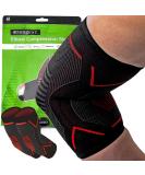 Zengear Elbow Compression Sleeve (Black w/Red) - Pair for Men & Women | Joint Pain Relief Support Brace for Tendonitis, Arthritis, Golf, Tennis, Weightlifting - Size M - Buy Online on GoSupps.com