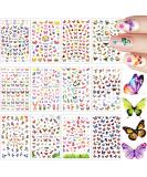 12 Sheets Butterfly Nail Art Stickers - Self-Adhesive Flower Pattern Decals for Women & Girls | Colorful, Mixed Design Manicure Decorations - Buy Online on GoSupps.com