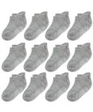 CozyWay Baby Non-Slip Toddler Socks 6-12 Months Grey - 12 Pairs - Buy Online on GoSupps.com
