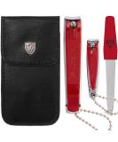 Three Swords Nail Clippers Set - 'CLIP' Fingernail & Toenail Clippers in Faux Leather Case (Red) | Buy Internationally - Buy Online on GoSupps.com