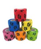 Lisacare Self-Adhesive 6-Set Elastic Bandage for Dogs - Colorful Paw Mix - Medically Certified Animal Bandages - 5cm - Buy Online on GoSupps.com