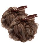 Hydrea London Shower Puffs - Pack of 2 Exfoliating Body Scrubber for Men & Women - Face & Body Cleansing Shower Scrub - Ultra-Soft Large & Vegan Bath Scrunchie - Bathing Buffers Chocolate & Cream - Buy Online on GoSupps.com