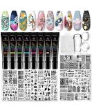Premium Bute Nail Stamping Set - 12 Templates & 8 Gel Colors for Stunning Nail Art - UV Stamping Gel Included - Buy Online on GoSupps.com