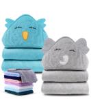 Cute Castle 2 Pack Bamboo Hooded Baby Towel & Washcloths - Soft & Absorbent Bath Towel for Newborns - Natural Baby Stuff for Boys & Girls (Elephant & Bird) - Buy Online on GoSupps.com