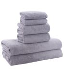 MOONQUEEN Ultra Soft Towel Set - Quick Drying - 2 Bath Towels 2 Hand Towels 2 Washcloths - Microfiber Coral Velvet Highly Absorbent Towel for Bath Fitness, Bathroom, Sports, Yoga, Travel-Grey 6 Pcs - Buy Online on GoSupps.com