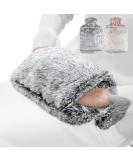 OBQO 2.0L Hot Water Bottle with Soft Cover - Leak-Proof Fluffy Natural Rubber Hand Warmer - Ideal Gift for Kids & Adults (Gray) - Buy Online on GoSupps.com