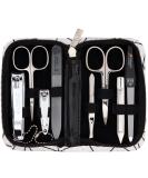 Three Swords 8-Pcs Manicure Set 'Roma' | High-Quality Nail Care in White-Black Synthetic Leather Case | Includes Nail Scissors Clippers Tweezers & Glass Files - Buy Online on GoSupps.com