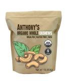 Anthony's Organic Whole Cashews 1 lb - Raw, Unsalted & Gluten Free - Buy Online on GoSupps.com
