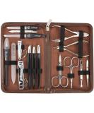 Buy Three Swords 16 pcs Manicure Pedicure Set 'Cinisello' | High-Quality Synthetic Leather Nail Case | Brown | Complete Hand & Foot Care Kit - Buy Online on GoSupps.com