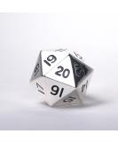Solid Metal 35mm Jumbo D20 Spin Down Life Counter Dice - Chrome Silver MTG - Buy Online on GoSupps.com