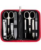 3 Swords Germany - brand quality 8 piece manicure pedicure grooming kit set for professional finger & toe nail care scissors clipper fashion leather case in gift box Made by 3 Swords (002020) RED - SYNTHETIC LEATHER - Buy Online on GoSupps.com