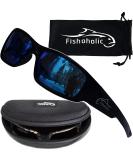 Fishoholic Polarized Fishing Sunglasses -5 Color Options- w Case Pouch UV400 Fishing Gift Gloss Black Blue Mirror - Buy Online on GoSupps.com