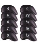 Premium Magnetic Leather Golf Club Head Covers Set | Embroidered Labels | Fits Irons and Wedges 4-Lw | Set of 10 - Buy Online on GoSupps.com