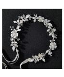 SWEETV Silver Flower-Leaf Bridal Headband | Crystal Wedding Hair Piece for Bride and Flower Girl - Buy Online on GoSupps.com