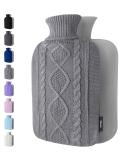 Hot Water Bottle with Cover - Premium Soft Knitted Cover - 1.8l Large Capacity - Hot Water Bag for Pain Relief Neck and Shoulders Back & Cosy Nights - Great Gift for Women (Grey) - Buy Online on GoSupps.com
