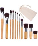 Professional 11-Piece Make-Up Brush Set with Bamboo Handles | Cosmetics Brush Set for Foundation Blush Powder & Eyeshadow - Perfect for Travel - Buy Online on GoSupps.com