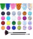 24 Colors Glitter Set for Nail Art | Premium Glitter Powder & Sequins for DIY Nail Design | Includes Brush - Perfect for Face & Body Makeup - Buy Online on GoSupps.com