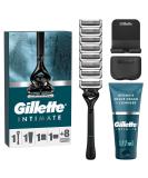 Gillette Intimate Set: Men's Wet Razor + 8 Blades + 2-in-1 Shaving & Shower Cream + Shower Hooks & Travel Case | Perfect Gift Idea for Men - Buy Online on GoSupps.com