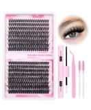 Premium Lash Extension Kit - 320pcs Fluffy 60D & 80D Individual Lashes Thin Band Cluster Lashes Bond & Seal Tweezers & Brush | Shop Worldwide - Buy Online on GoSupps.com