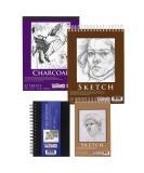 U.S. Art Supply Sketching & Drawing Paper Pads - 242 Sheets - Spiral Bound - Charcoal Pencil - Mixed Media - 4-Piece Set - Buy Online on GoSupps.com