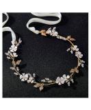 SWEETV Handmade Wedding Headband Flower-Leaf Bridal Headpieces for Wedding Hair Accessories Brides Hair Pieces Gold - Buy Online on GoSupps.com