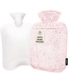Qomfor Hot Water Bottle with Fluffy Faux Fur Cover - 1.8L Large - Pink | Pain Relief for Neck, Shoulders, Hands, Feet - Cosy Nights - Buy Online on GoSupps.com