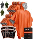 PREPARED4X Emergency Rain Poncho with Mylar Blanket Liner 10 Pack - Heavy Duty Waterproof Survival Blankets for Car, Camping Gear - Tactical Prepper Supplies (Orange) - Buy Online on GoSupps.com