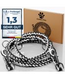 Reflective 2m Adjustable Dog Leash - Weatherproof & Tearproof Paracord for Small to Large Dogs (Up to 15kg) - Very Good Test Grade - White/Black - Buy Online on GoSupps.com