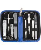 Three Swords 8-Piece Manicure Set 'Roma' | High-Quality Nail Care in Blue Synthetic Leather Case | Includes Nail Scissors Clippers Tweezers & Glass Files - Buy Online on GoSupps.com