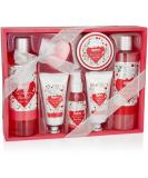 BRUBAKER 8-Piece Bath & Shower Set - Strawberry Sweet Love Gift Set in Decorative Wooden Basket - Pink Flower Design - Buy Online on GoSupps.com